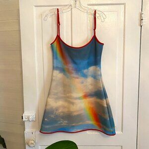 Tyler McGillivary Strappy Rainbow Mini Dress